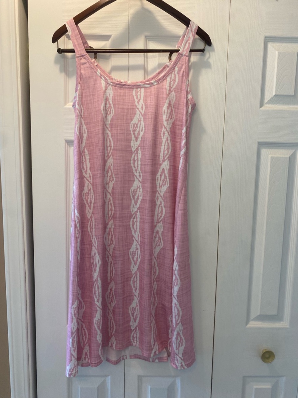 Pink Striped Button-Front Midi Dress with Ring-Strap Detail - Picture 5 of 7